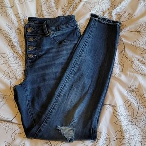 High rise button fly ankle jeggings